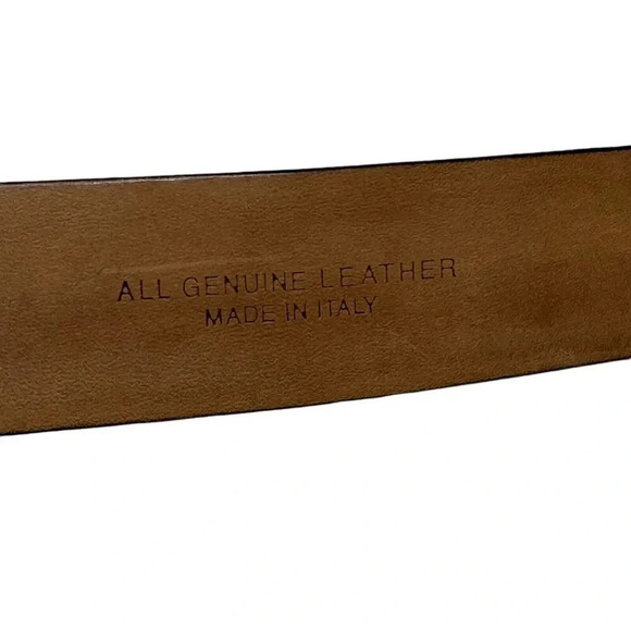 BYBLOS Mens belt Italian Size 58 US size 48 Black leather silver buckle Italy - Picture 5 of 7